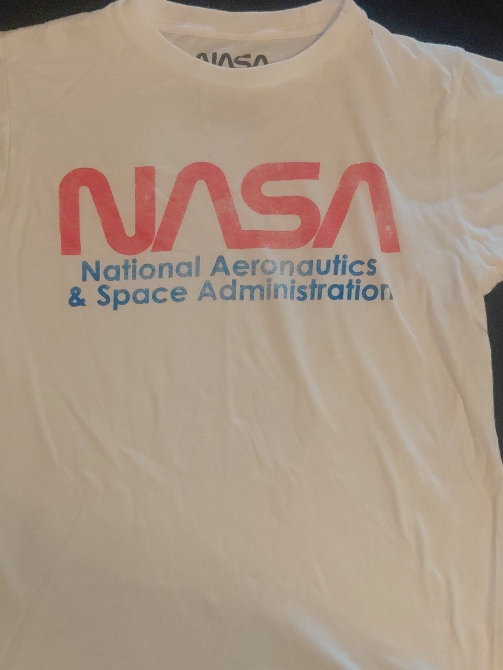 NASA White Short Sleeve Tee with Red Logo